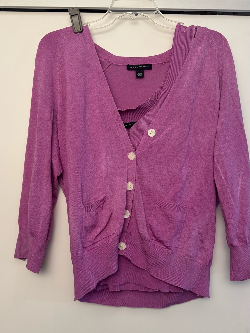Banana Republic Lilac Button-Front V-Neck Cardigan